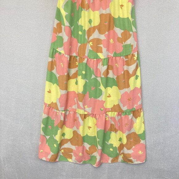 Social Standard SANCTUARY Smocked Midi Dress Large L Fiesta Pastel Floral EUC - Picture 12 of 15